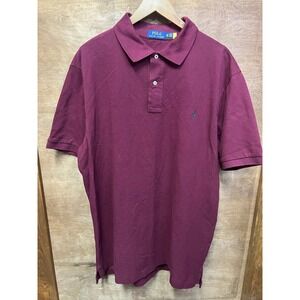 Polo Ralph Lauren Mens Short Sleeve Pique Polo Shirt Burgundy Maroon Large L